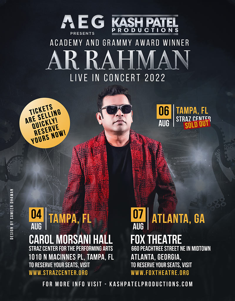 AR Rahman – 2nd show in Tampa selling quickly!