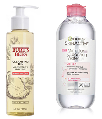 Garnier SkinActive Micellar Cleansing Water or Burt's Bees Cleansing Oil with Coconut & Argan Cleanser.