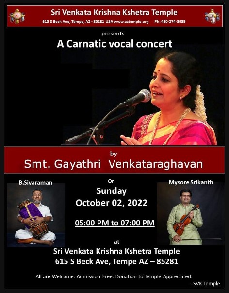 A Carnatic Vocal Concert by Smt. Gayathri Venkataraghavan