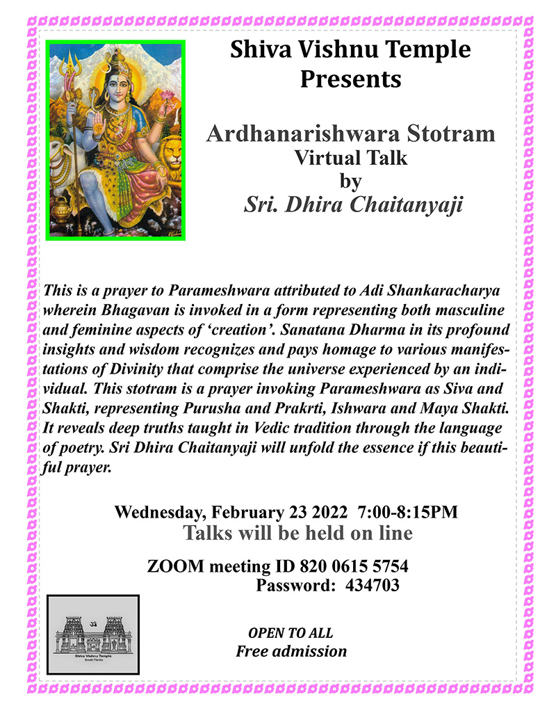 Ardhanarishwara Stotram Virtual Talk By Sri. Dhira Chaitanyaji