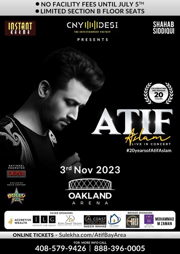 Atif Aslam LIVE in Concert Bay Area | Celebrate 20 Years of Atif Aslam with Legend Himself Live
