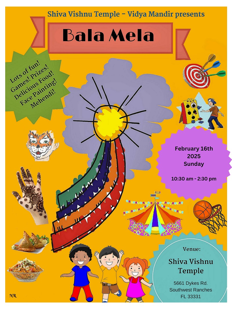 Bala Mela on Sunday, February 16th, 2025 at our Shiva Vishnu Temple of South Florida