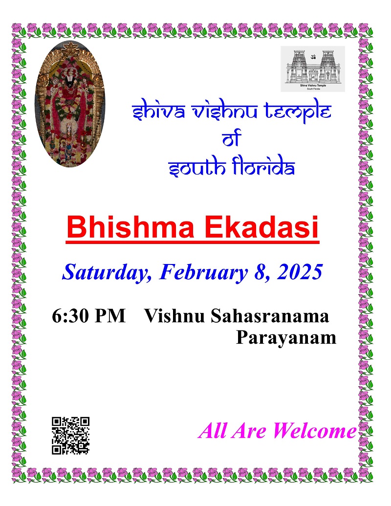 Bhishma Ekadasi on Saturday, February 8th, 2025 at our Shiva Vishnu Temple of South Florida