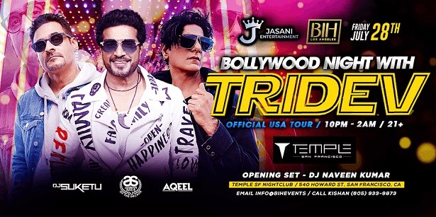 Bollywood Night| DJ Suketu, DJ Aqeel, DJ Akbar Sami | July 28 Temple SF