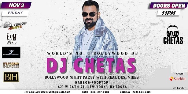 Bollywood Nights Party With No#1 Bollywood DJ- DJ Chetas