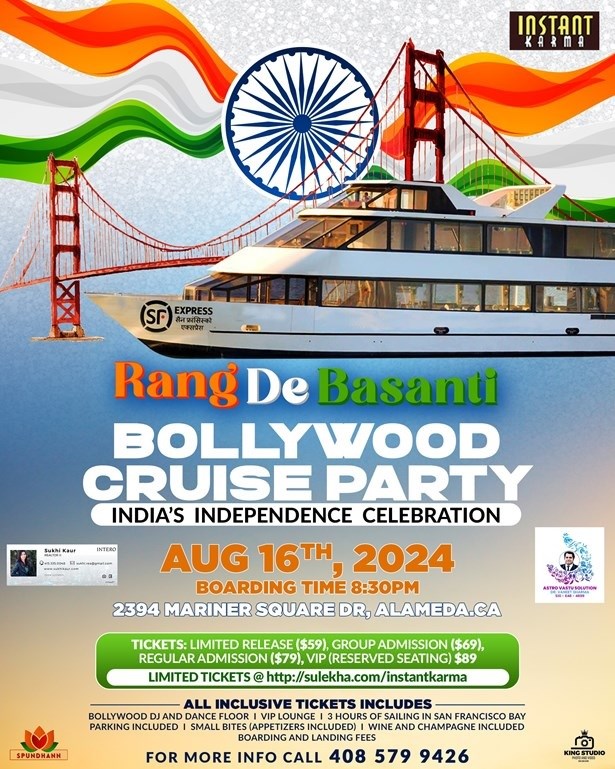 Bollywood Party Cruise: Rang de Basanti Indias Independence Celebrations