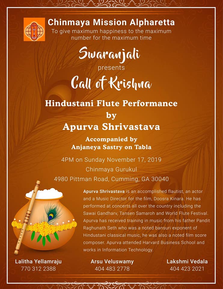 Call of Krishna - Hindustani Flute Concert in Cumming