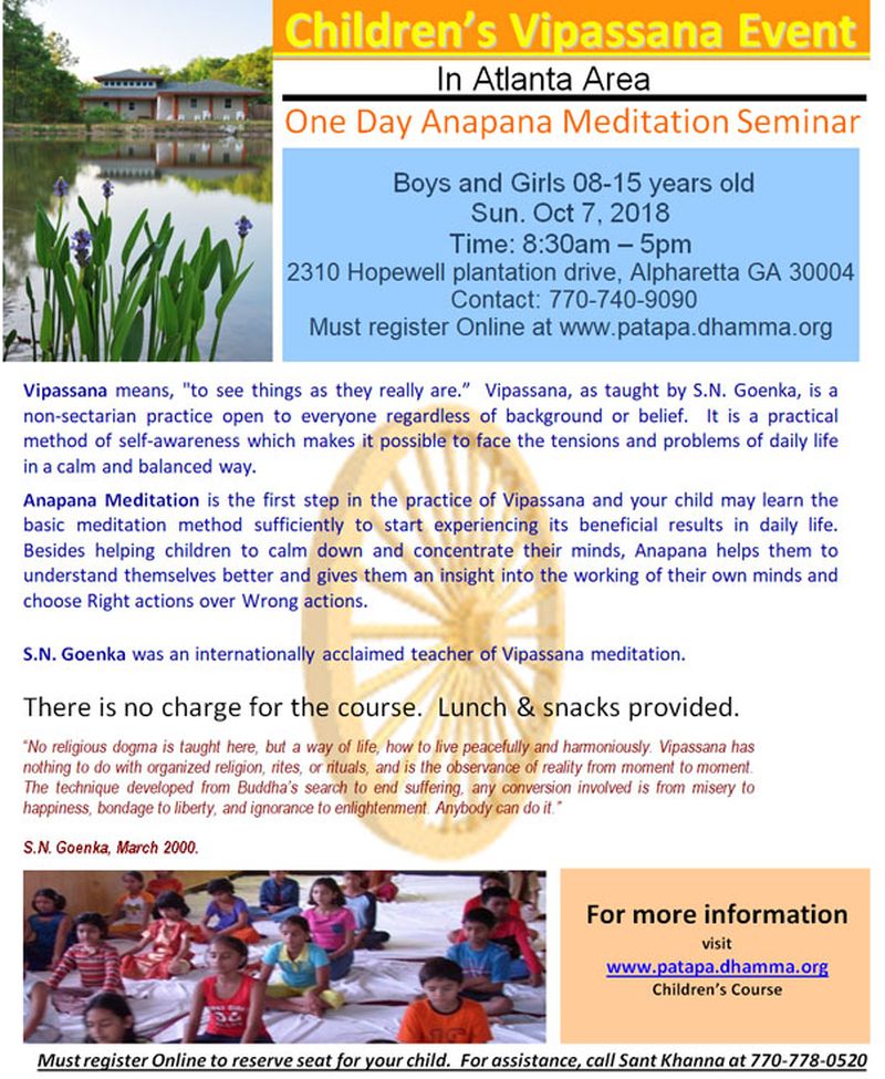 Children's Vipassana Event in Alpharetta