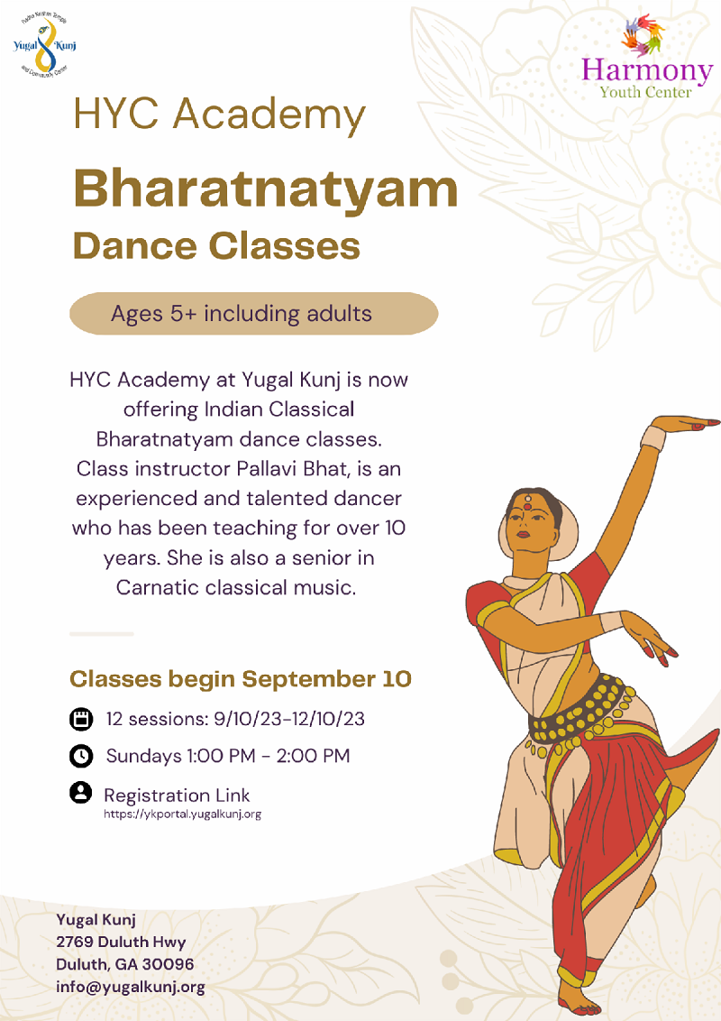 Classes begins for Bharatnatyam Dance