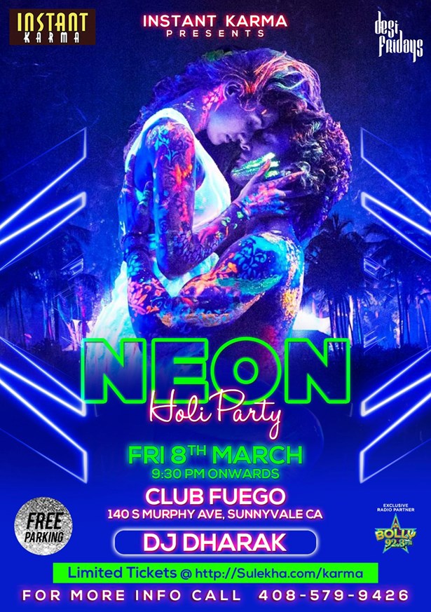 Desi Fridays - Neon Holi Bollywood Party Featuring NYCs DJ Dharak