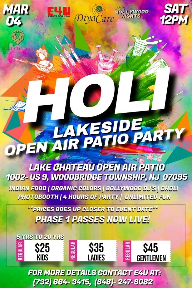 Family Friendly Holi- Lakeside Open Air Patio Party!
