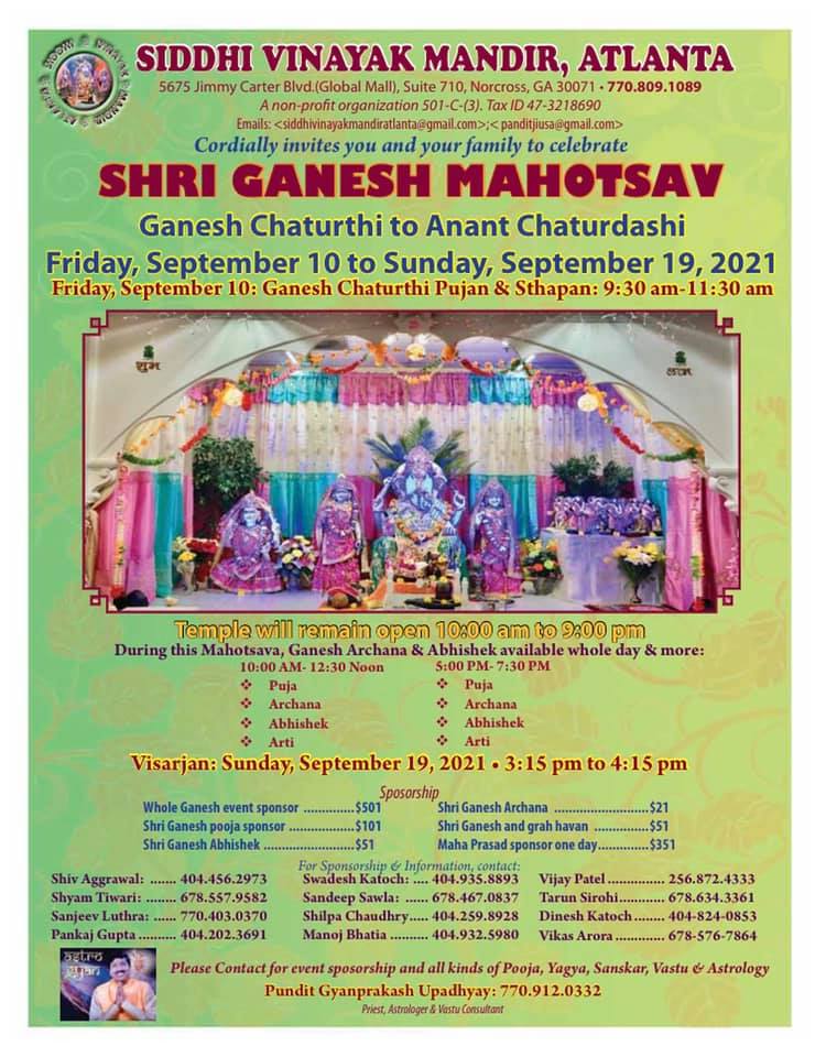 Ganesh Mahostav at Siddhi Vinayak Mandir Atlanta
