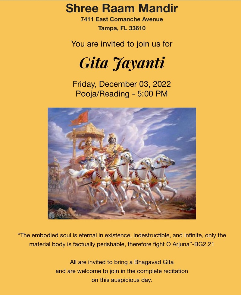 Gita Jayanti at Shree Raam Mandir