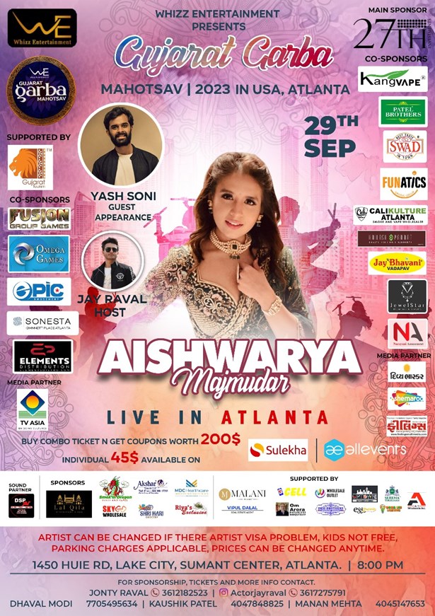 Gujarat Garba Mohatsav Atlanta with Aishwarya Majmudar
