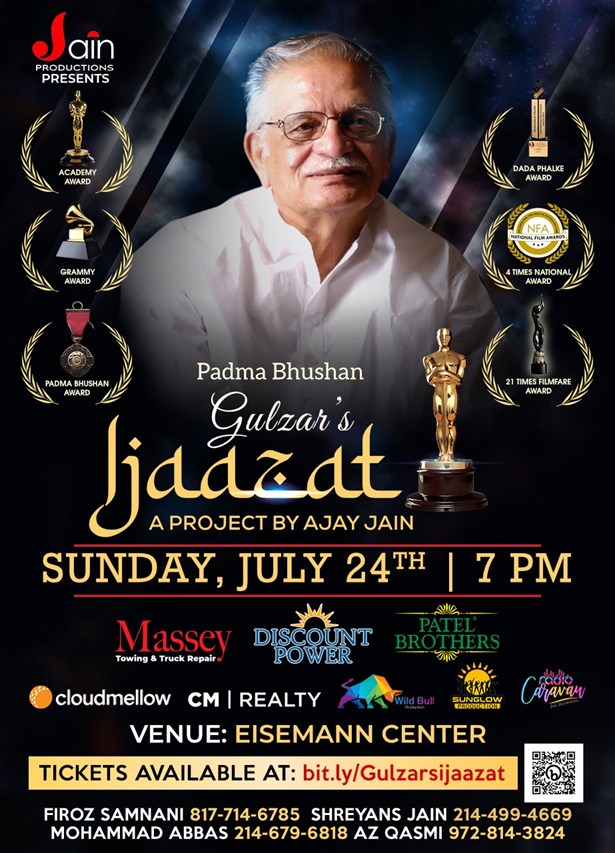 Gulzars Ijaazat - An evening of Poetry - Ghazal & Music - Dallas