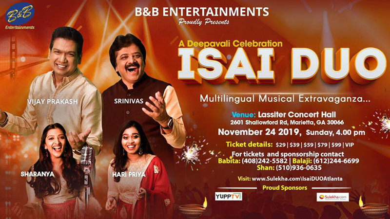 ISAI DUO - A Musical Deepavali in Marietta Hosted by B&B Entertainments