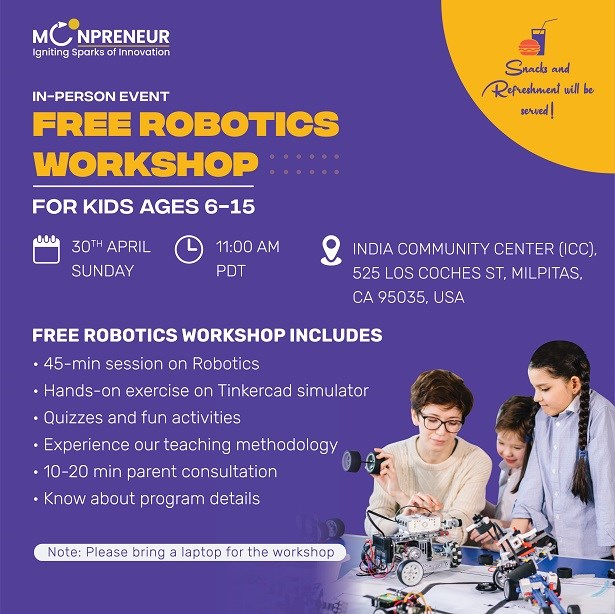 In-person Event Free Robotics Workshop For Kids Ages 6-15