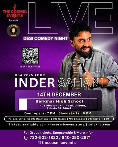 Inder Sahani Stand-Up Comedy Live 2025 in Atlanta