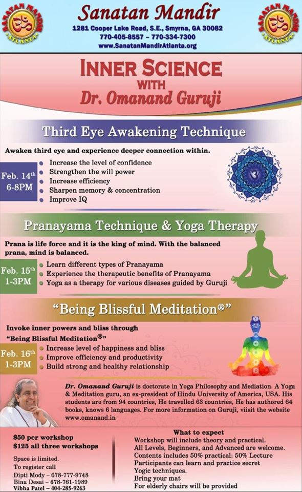 Inner Science with Dr. Omanand Guruji in Smyrna