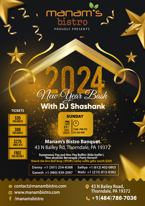 Manam's Bistro - New Year Bash 2024