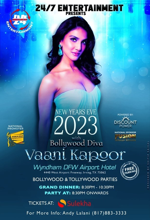 New Years Eve Gala with Bollywood Diva Vaani Kapoor Live in Dallas