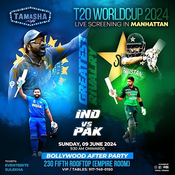 Nyc T20 World Cup- India Vs Pakistan Watch Party On Big Screen At 230 Fifth Rooftop Bar
