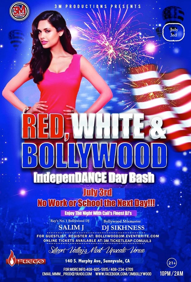 RED ,WHITE & BOLLYWOOD INDEPENDANCE DAY BASH