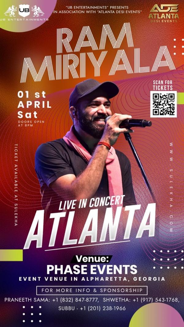 Ram Miriyala Live Concert - Atlanta