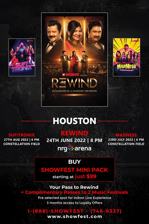 Rewind With Udit Narayan - Alka Yagnik - Kumar Sanu - Houston(Buy 1 and Get 2 Extra Shows)