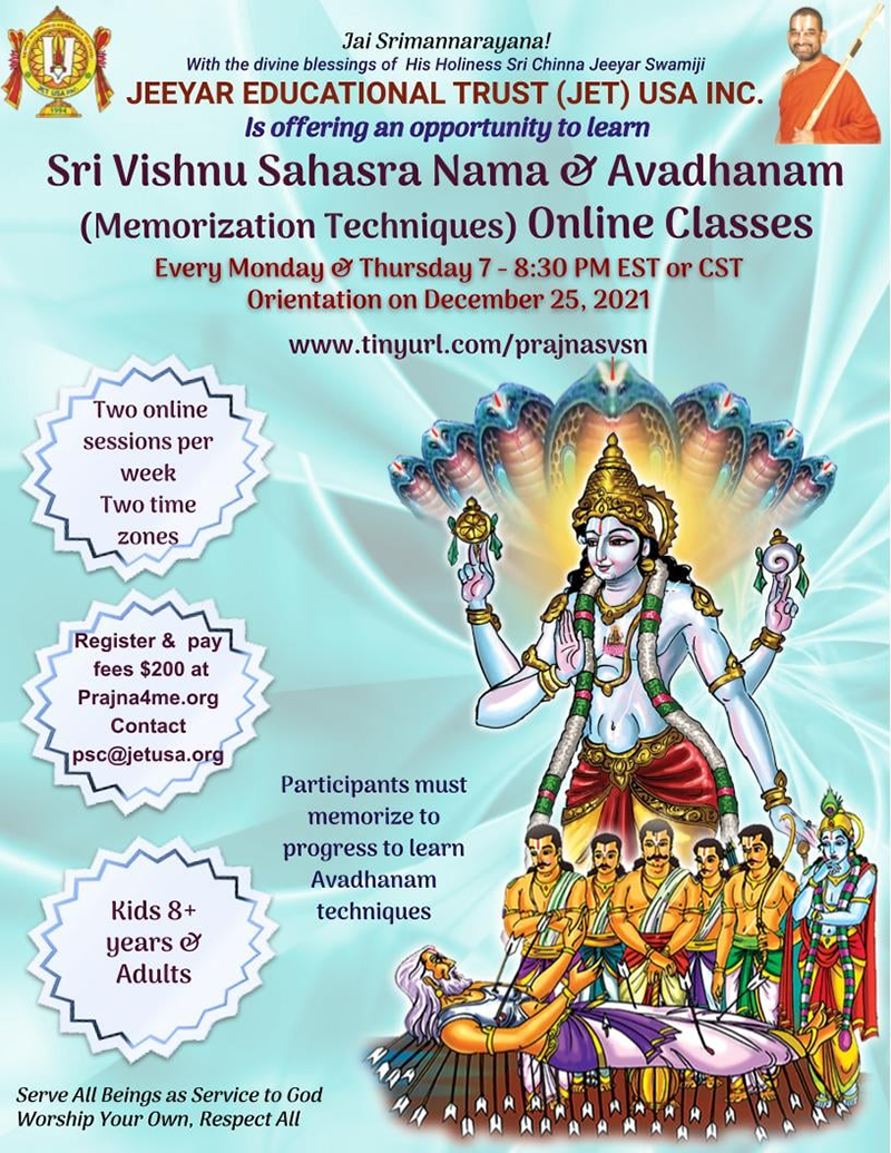 Sri Vishnu Sahasra Nama & Avadhanam Online Classes
