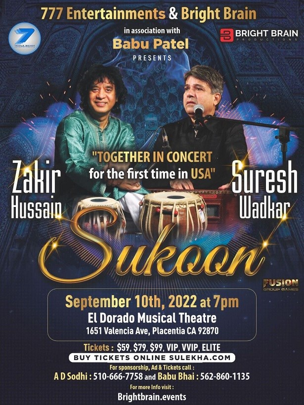 Sukoon With Padma Bhushan Zakir Hussain and Padmashri Suresh Wadkar Live Los Angeles