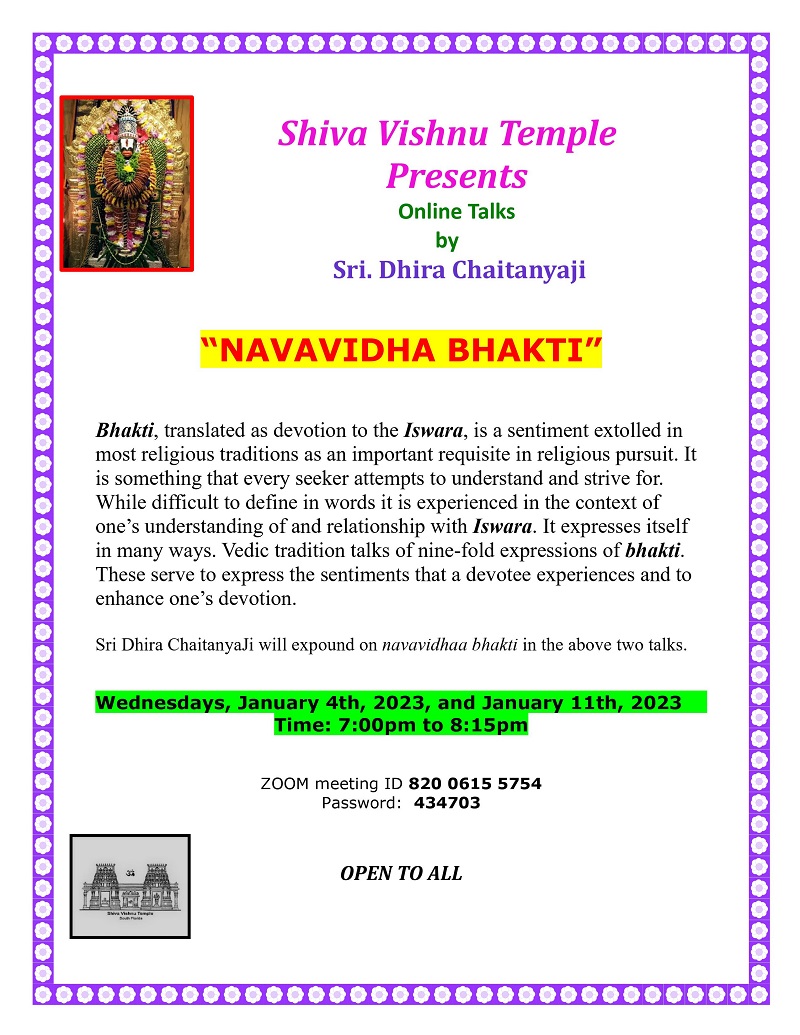 Talks by Shri Dhiraji - Navavidha Bhakti