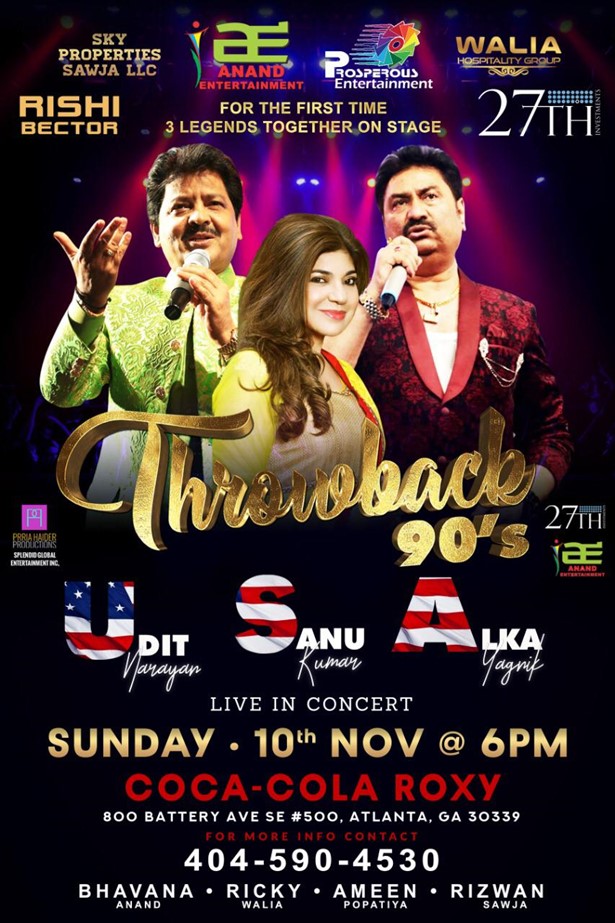 Throwback 90s With Udit Narayan,Alka Yagnik and Kumar Sanu Live In Atlanta