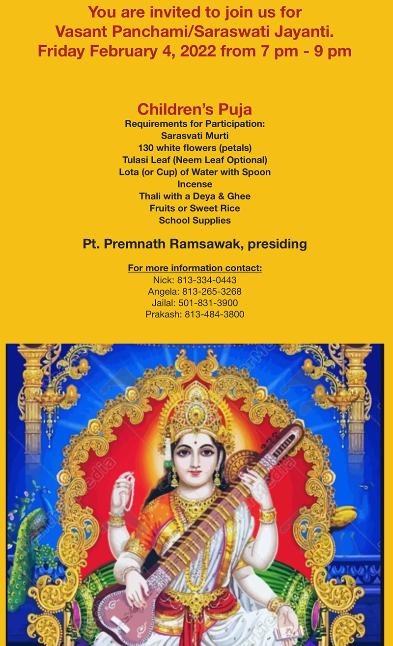 Vasant Panchami - Saraswati Jayanti