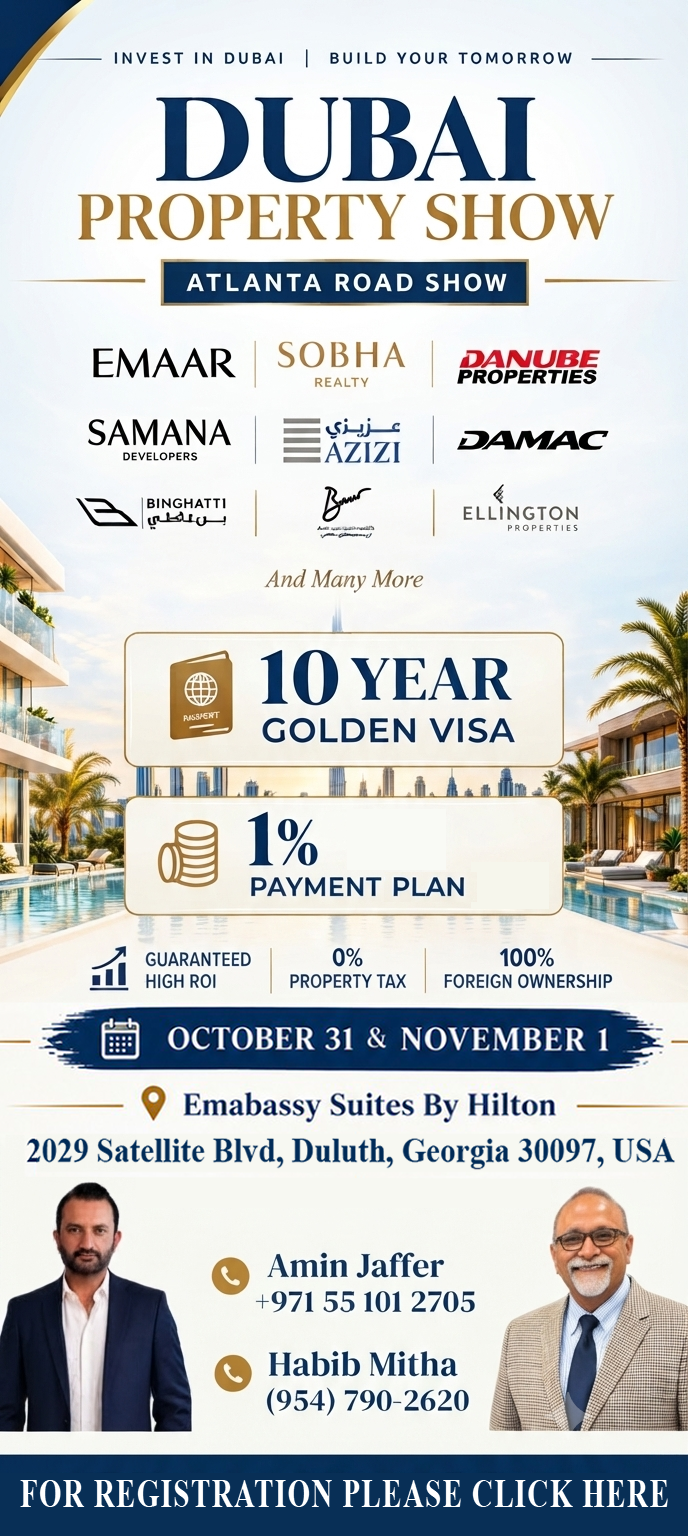 Dubai Property Show Atlanta - October 31 & November 1, 2026 Dubai Property Show Atlanta - October 31 & November 1, 2026