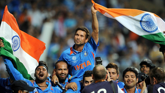 Sachin with National Flag