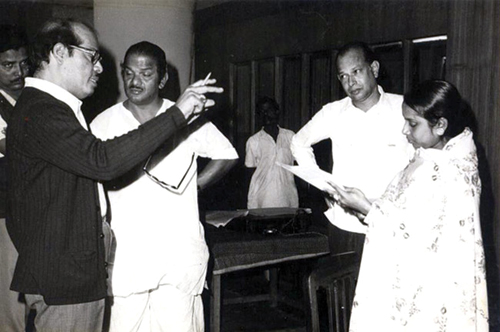 Studio member with Manna Dey