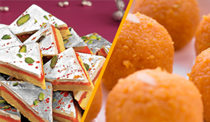 Kaju katli and motichur laddoo