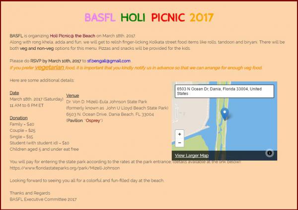 BASFL Holi Picnic 2017