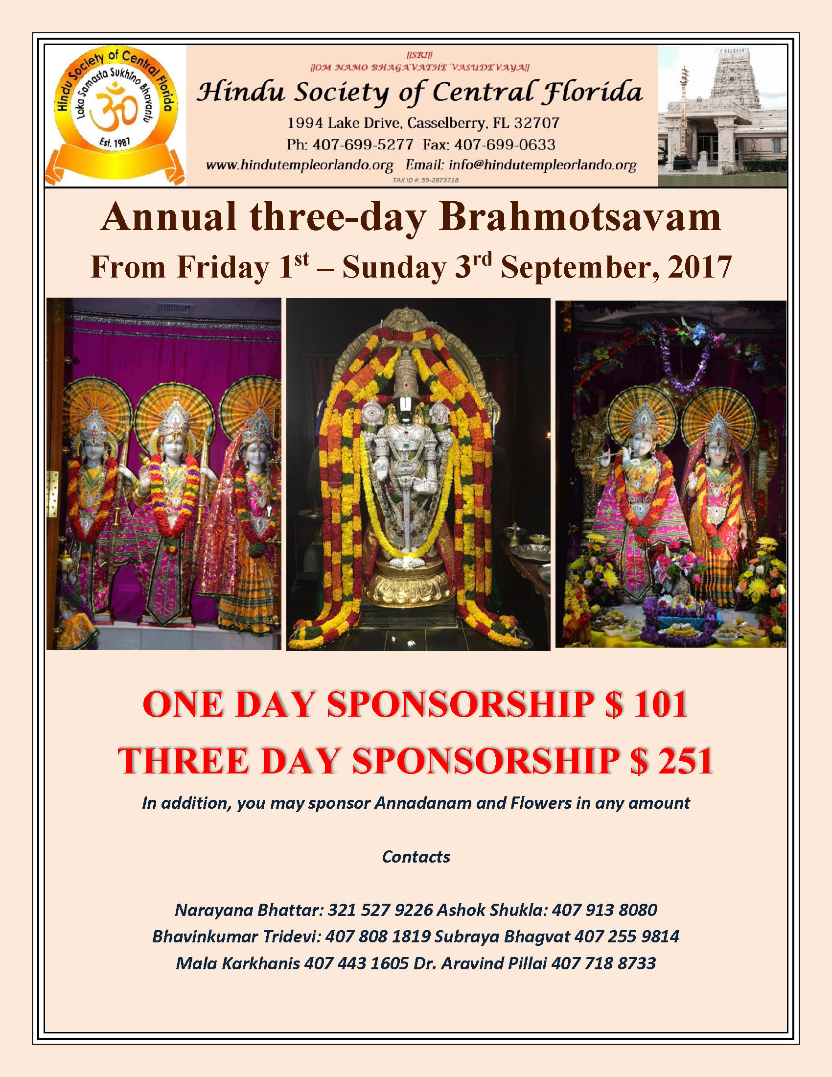 Annual Three-day Brahmotsavam