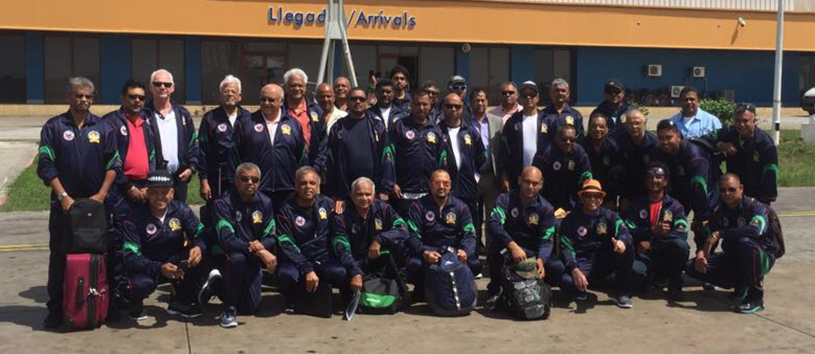 Members of the Miramar Masters Cricket Club on their arrival at Havana Airport