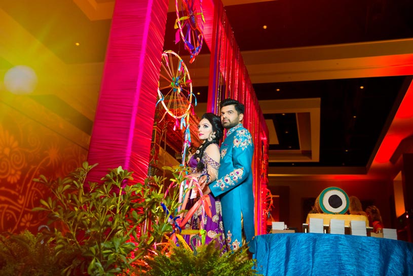 Lovely Indian Couple in their Sangeet Outfit