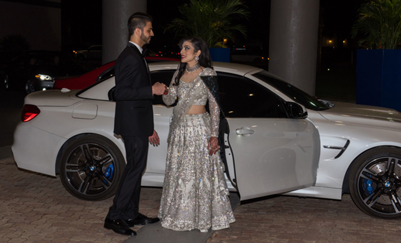 Indian Bride and Groom About to Enter for Reception Ceremony