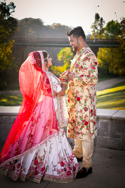 Bride and Groom in their Wedding Outfits