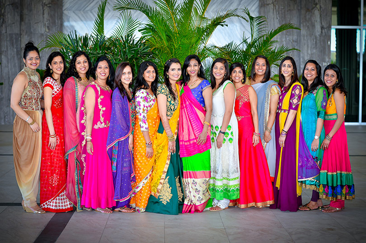 Indian Bride and Bridesmaids in Sangeet Outfit