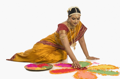 colorful rangoli making