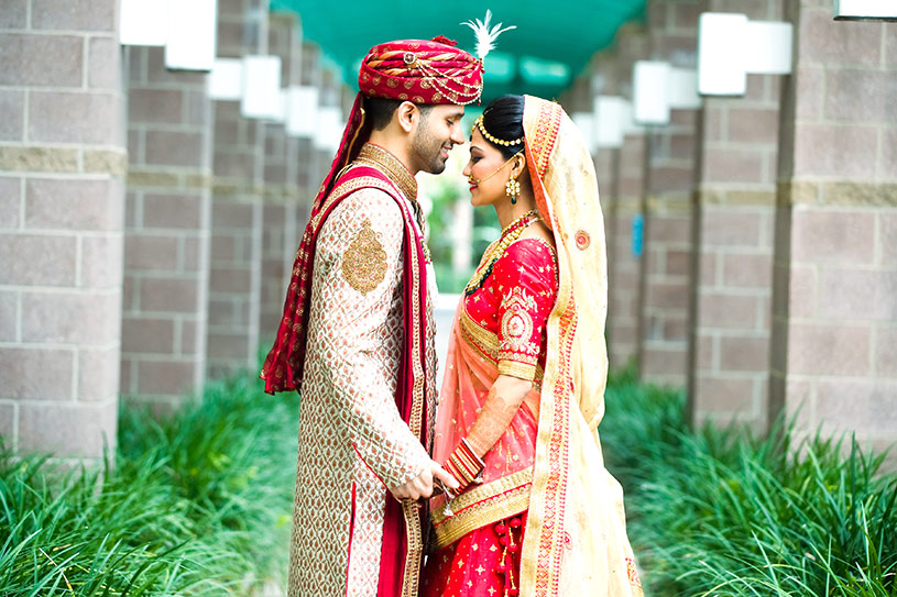 Lovely Indian Couple on their Wedding Ceremony Outfit
