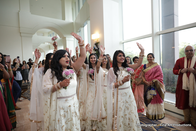 Brides maids arriving at the ceremony