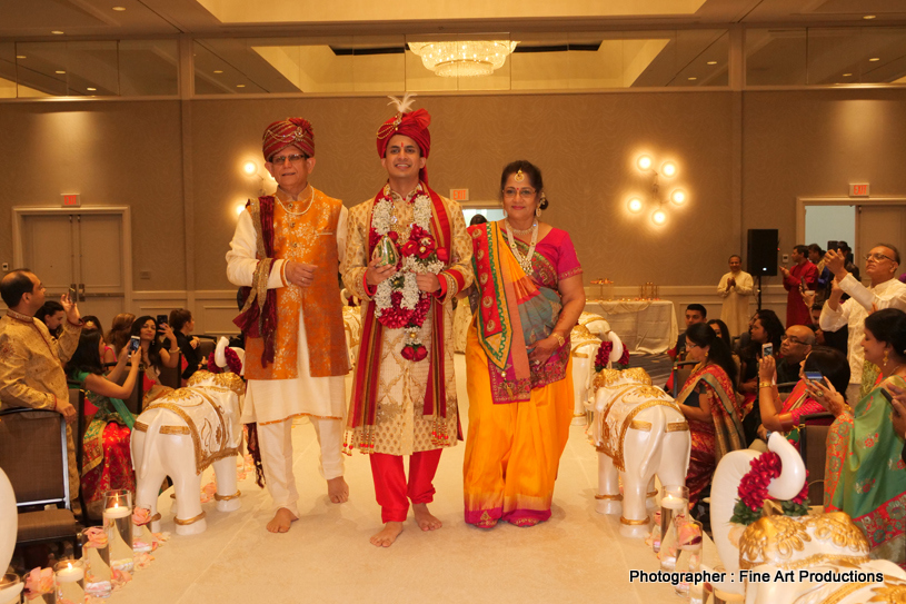 Indian Groom Arriving with parents