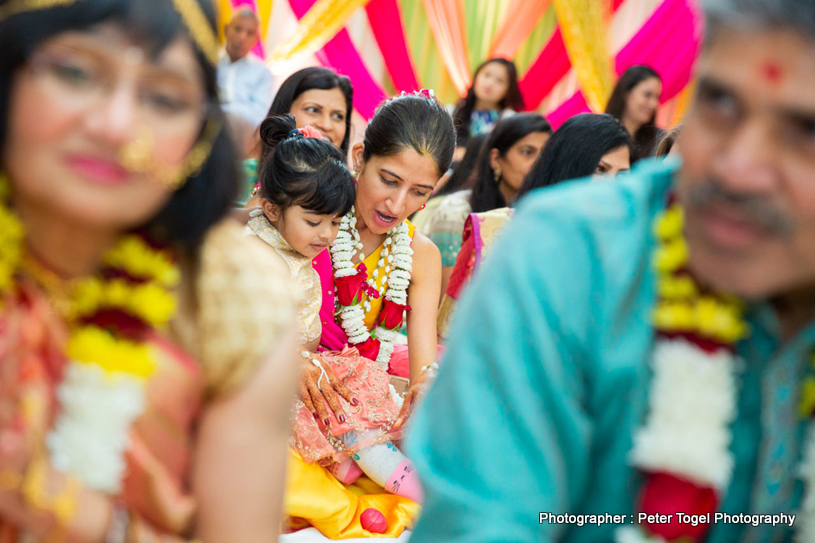 Natural picture of bride at haldi ceremony